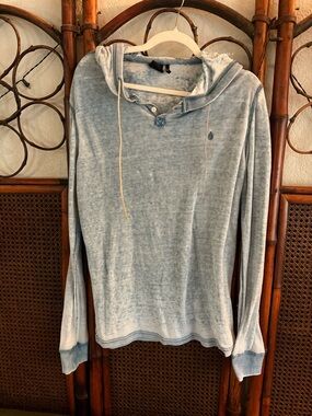 Volcom light blue waffle knit hooded pullover
